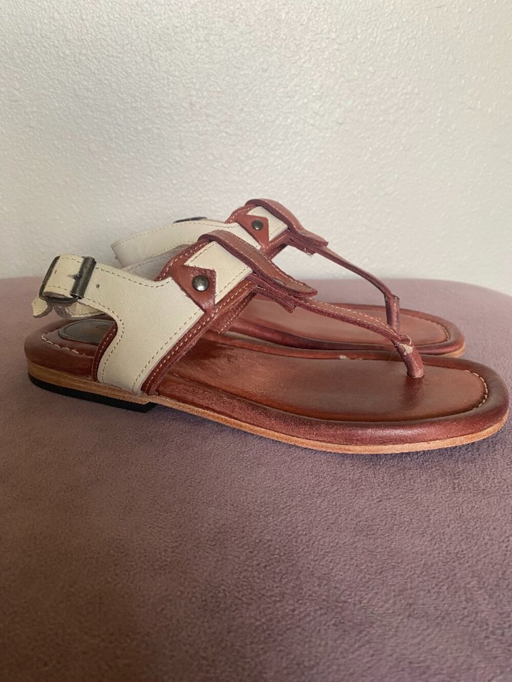 Freebird Sorrento Flat Leather Sandal in Rust Color - Size 8 (Runs Small)